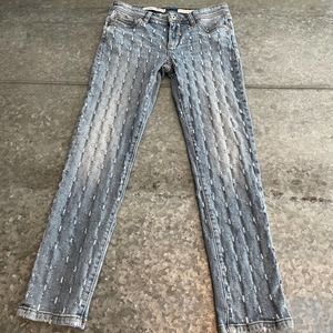 Pilcro & the Letterpress Anthropologie Distressed Slim Boyfriend Denim Jeans 26